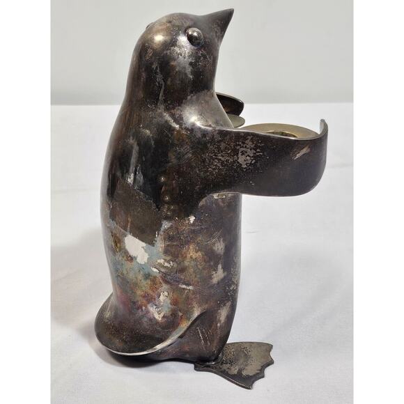 Restoration Hardware RH Silver Plate Brass Penguin Top Hat Set Of 3 Patina VTG - Picture 3 of 13